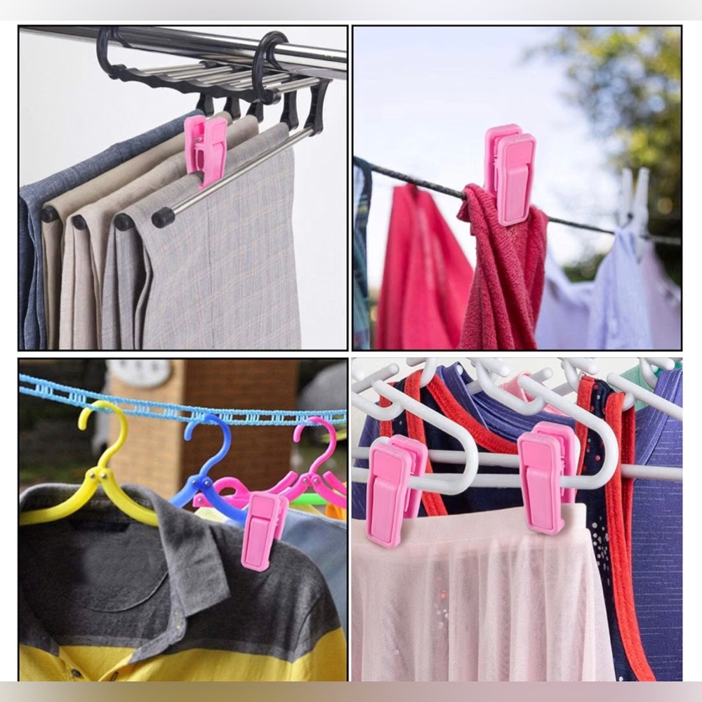24 Pink Plastic Hanger Clips for Velvet Slim-Line Hangers